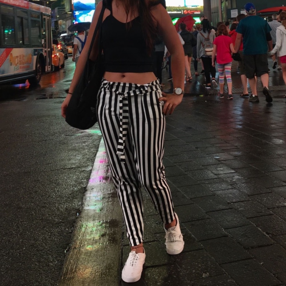 Paperbag waist striped pants